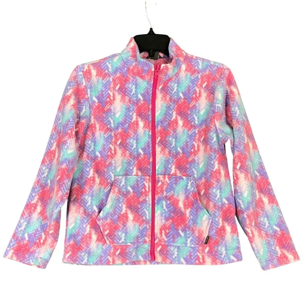 Eddie Bauer Kids Fleece‎ Jacket M 10/12 Multicolor Zip Up Cozy Outdoor Pastel